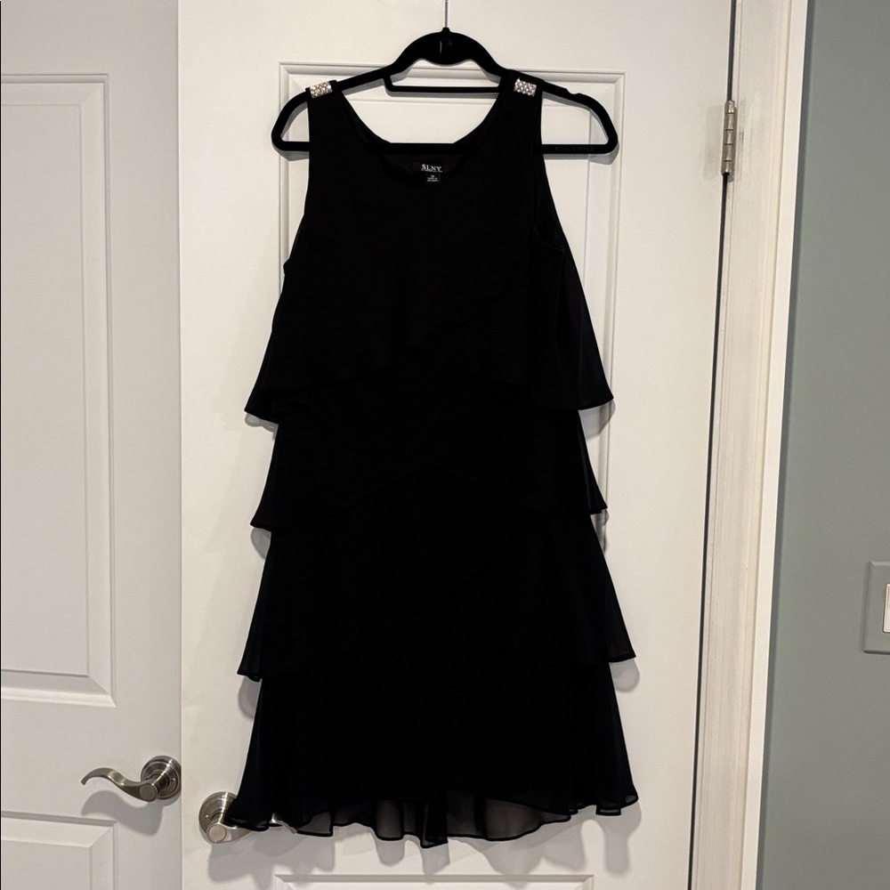 SLNY Black Tiered Dress